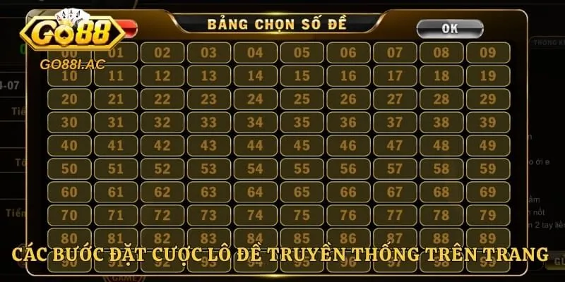 Xổ Số Truyền Thống - Khám Phá Sảnh Cược Uy Tín Go88 3 Các bước đặt cược lô đề truyền thống trên trang game