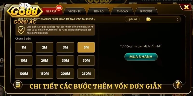 Chi tiết các bước thêm vốn đơn giản dành cho mọi tay cược
