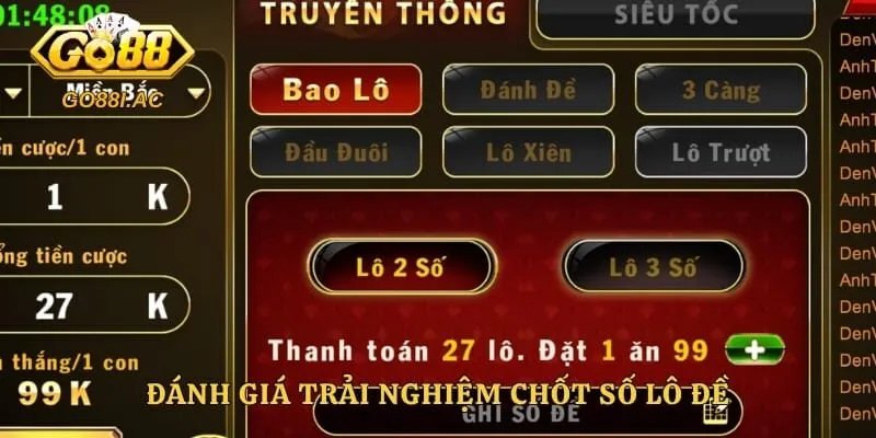 Đánh giá trải nghiệm chốt số lô đề