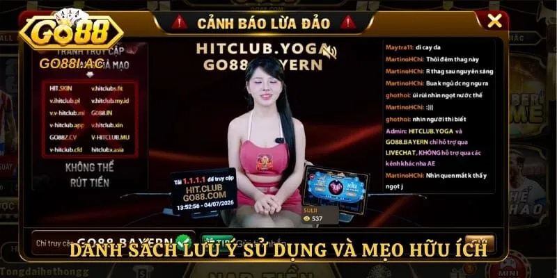 Danh sách lưu ý sử dụng và mẹo hữu ích