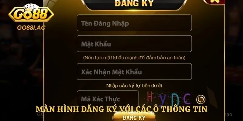 Màn hình đăng ký với các ô thông tin và nút xác nhận rõ nét