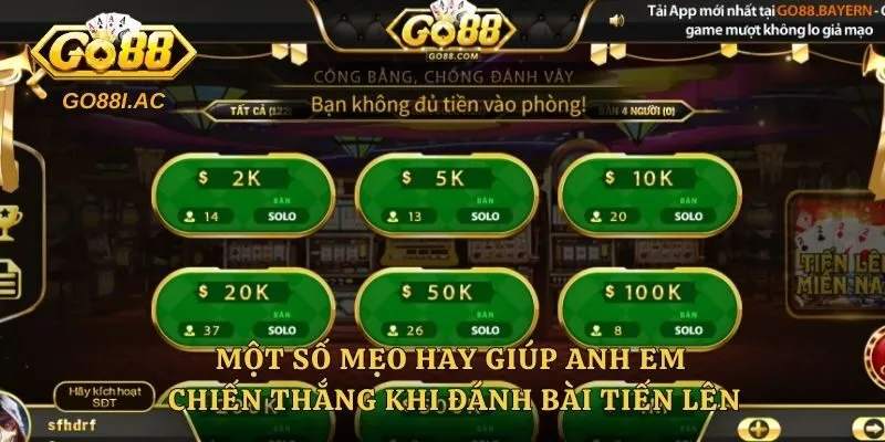 Một số mẹo hay giúp anh em chiến thắng khi đánh bài tiến lên