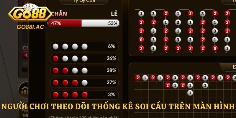 Người chơi theo dõi thống kê soi cầu trên màn hình