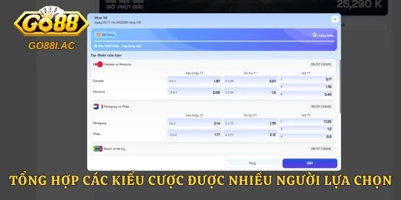 SBO Thể Thao - Sảnh Cá Cược Trực Tuyến Hấp Dẫn 4 Tổng hợp các kiểu cược được nhiều người lựa chọn